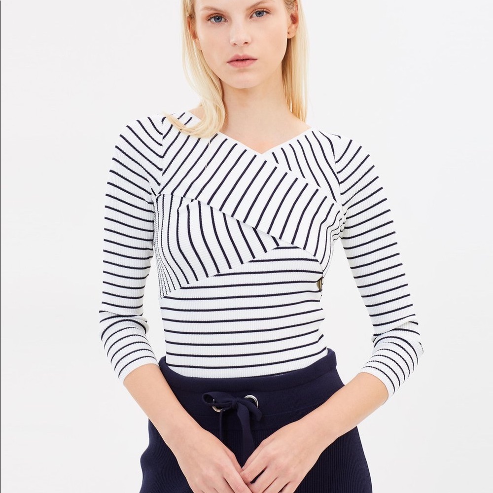 WHISTLES Striped Wrap Top